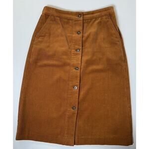 uniqlo Corduroy Skirt Button Down Burnt Orange Skirt Medium